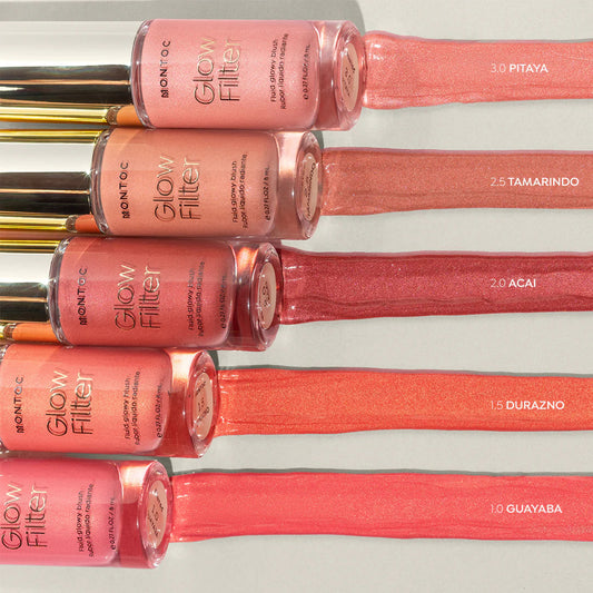 Rubor líquido radiante Glow Filter con partículas de brillo - Montoc Cosmetics Tools | Kunxtor Pink Glow